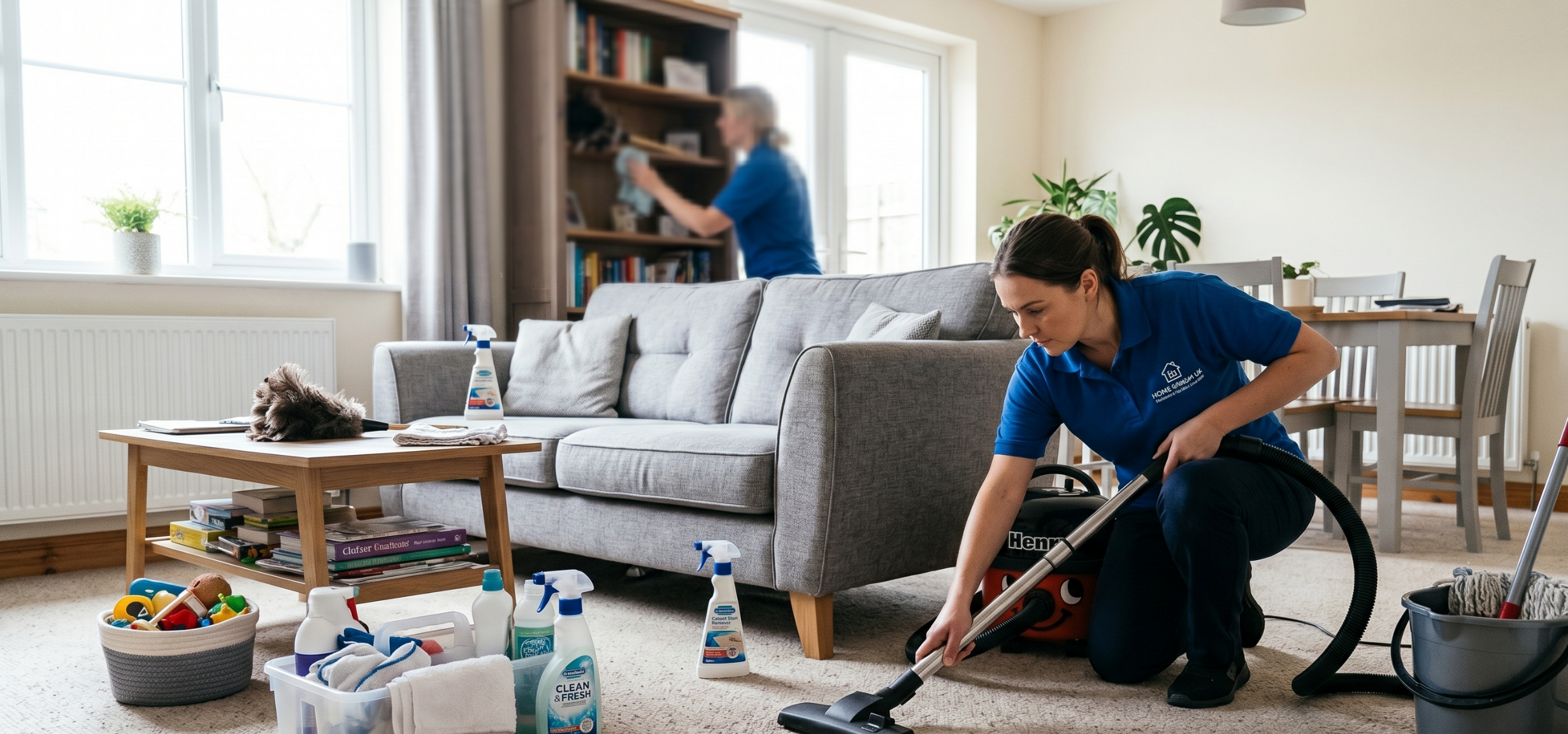 Professional deep cleaning service inside a modern UK home in Pinner