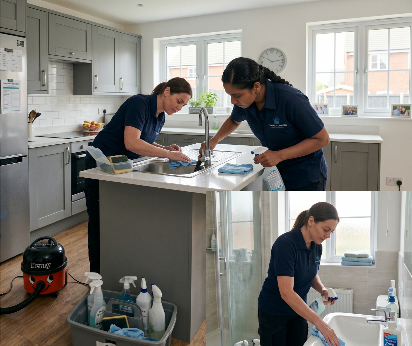 Professional one-off cleaning service in a kitchen and bathroom in Pinner