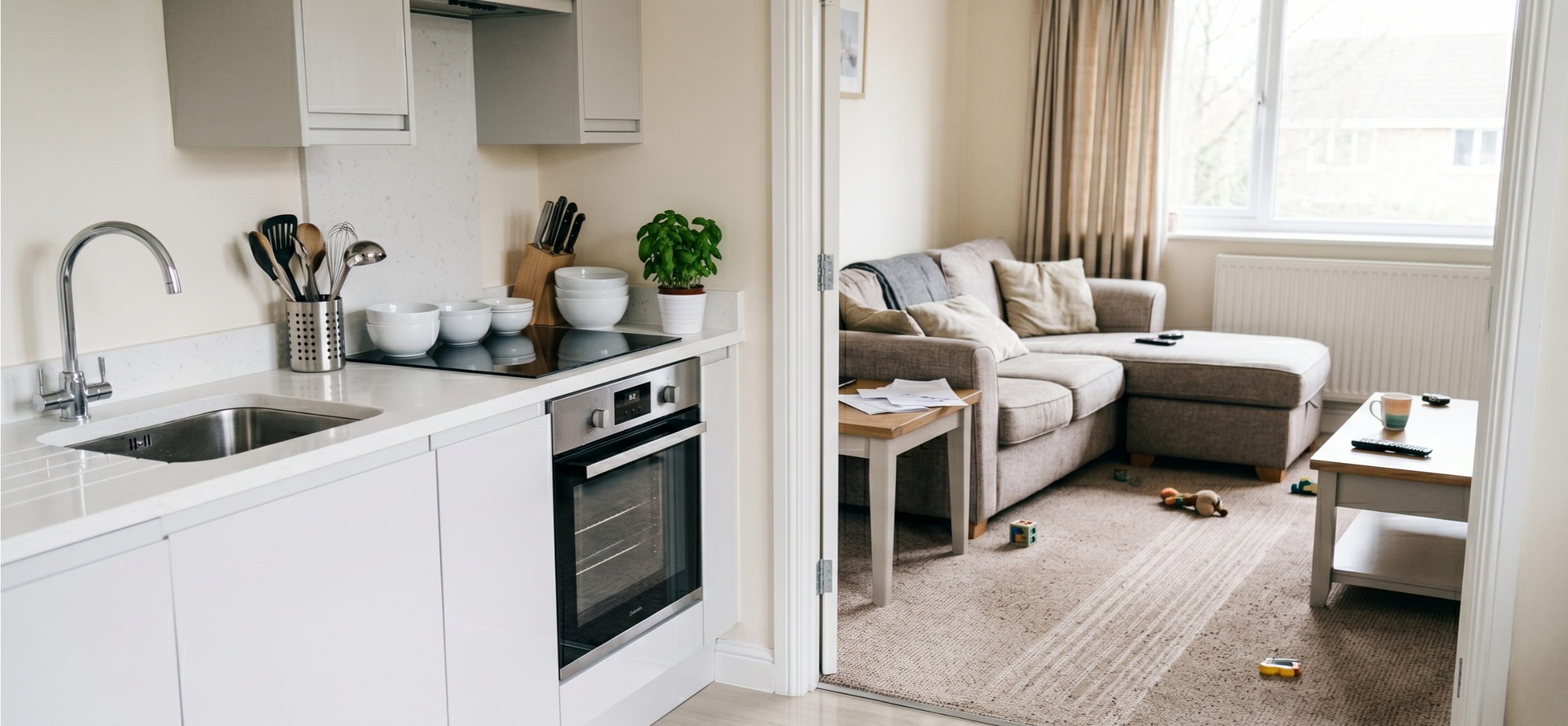 Modern UK home showing domestic cleaning